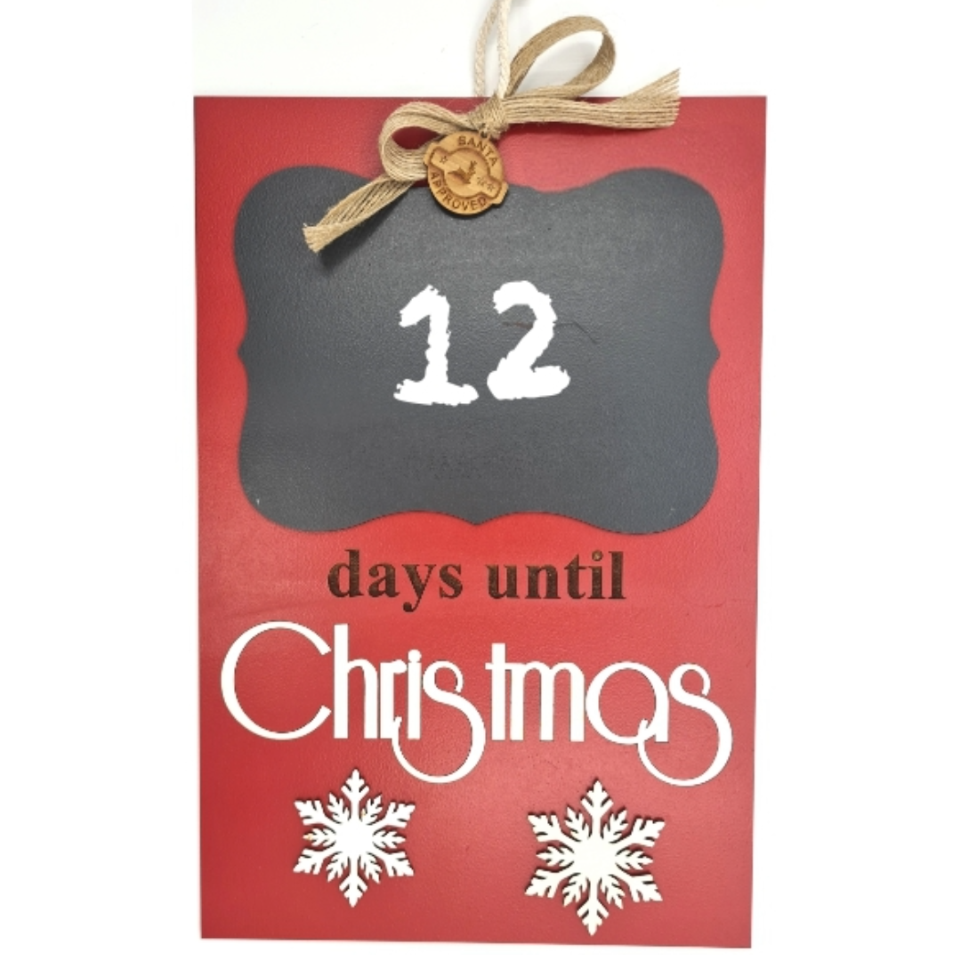 Rustic Red Days Until Xmas Countdown Sign - Advent Calendar